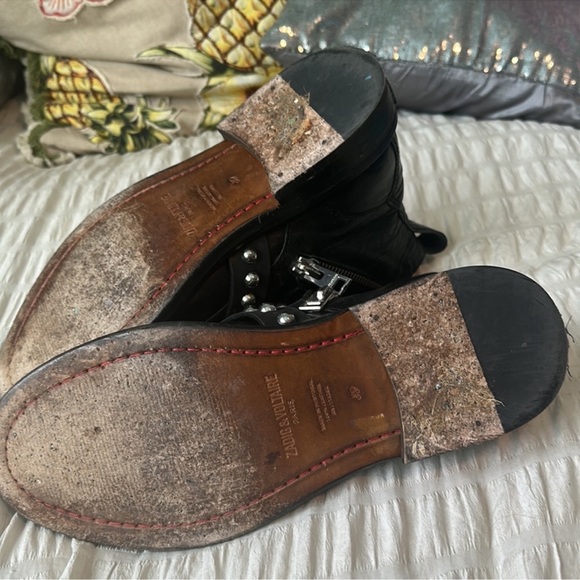 Zadig & Voltaire Laureen Studded Black Leather Ankle Boots - Picture 8 of 8